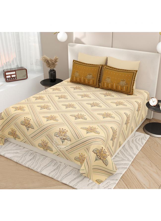 Cotton Yellow   Printed Bedsheets( 108*108)